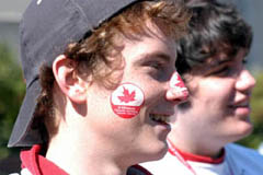 Political science student Nick OSullivan with Canadas university decal