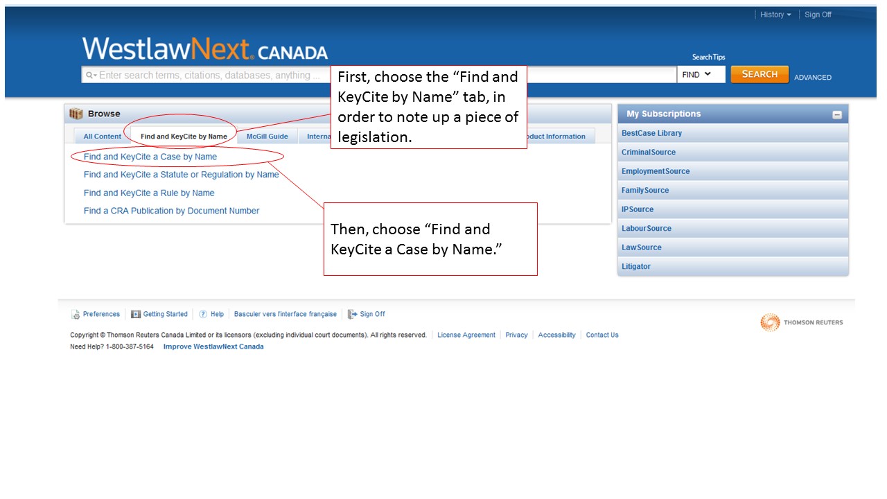 A screenshot of the KeyCite homepage.