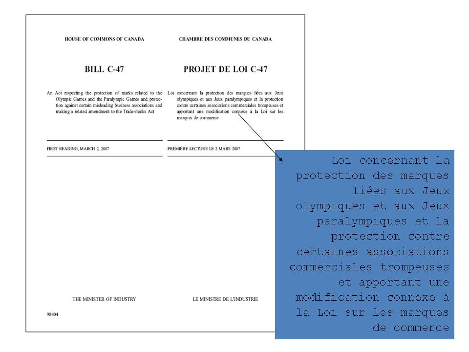 Une photo du projet de loi C-47.