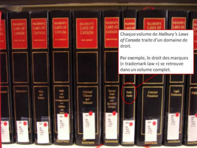 Une photo de plusieur volumes de Halsbury's Laws of Canada.