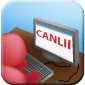 Icon representing the Using CanLII module. A person sitting at a computer. The screen on the computer shows the words "CANLII".